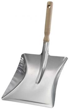 Metallkehrschaufel aus silbernem lackiertem Blech.