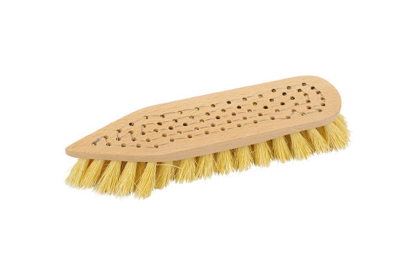 Eine nach unten gedrehte Schuhschmutzbürste mit Fibre-Besatz.