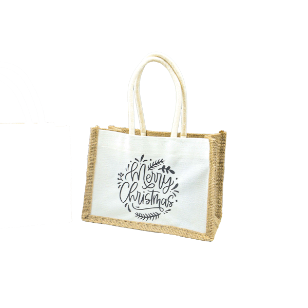 Mini-Geschenktasche mit aufgedruckten Weihnachtsbäumen